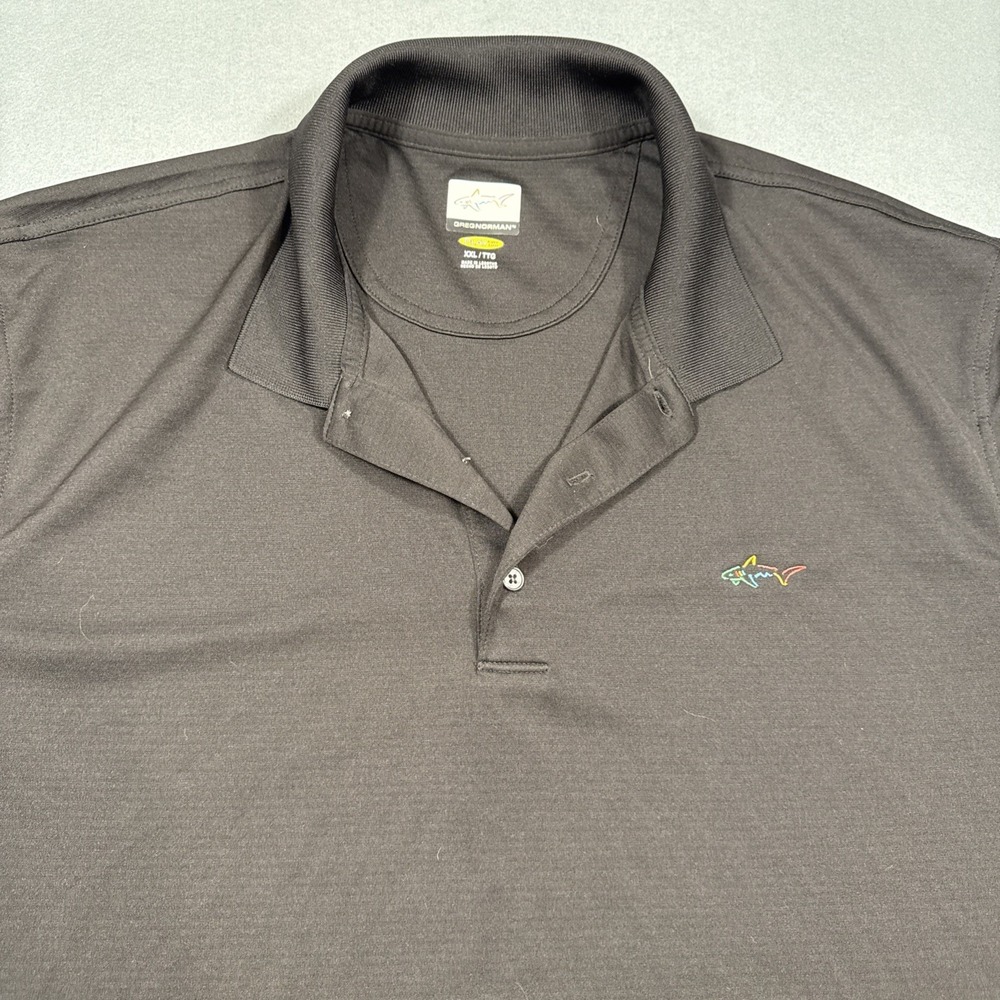 Greg Norman Polo Shirt Mens 2XL Black PlayDry Golf Performance Stretch